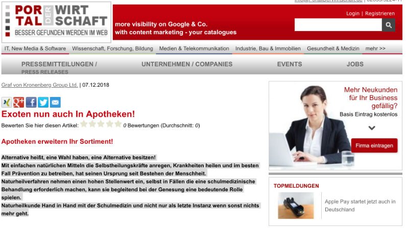 Exoten nun auch In Apotheken!