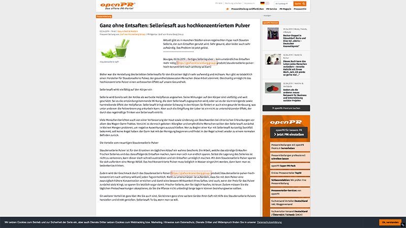 Ganz ohne Entsaften: Selleriesaft aus hochkonzentriertem Pulver